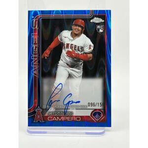 2025 Topps Chrome Gustavo Campero Rookie Blue Raywave Auto 96/150 SP RC Dodgers
